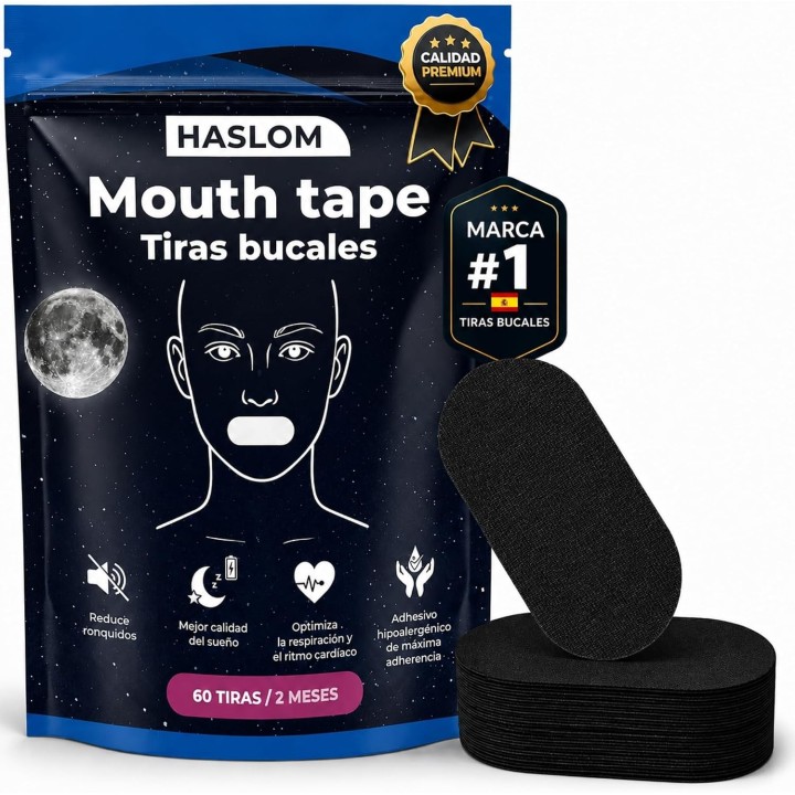 Haslom tiras bucales antironquidos 50 uds mouth tape dormir adhesivo fuerte hipoalergénico