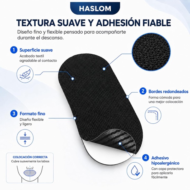 Haslom tiras bucales antironquidos 50 uds mouth tape dormir adhesivo fuerte hipoalergénico