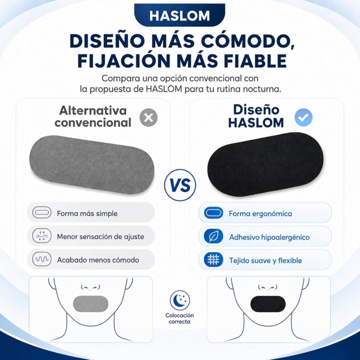 Haslom tiras bucales antironquidos 50 uds mouth tape dormir adhesivo fuerte hipoalergénico