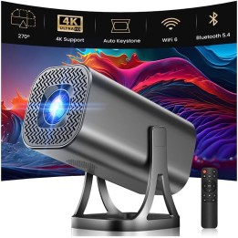 Proyector portátil 4K y Full HD 1080p con WiFi 6, Bluetooth 5.4, Android 12 y autoenfoque