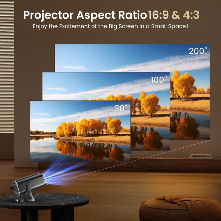Proyector portátil 4K y Full HD 1080p con WiFi 6, Bluetooth 5.4, Android 12 y autoenfoque