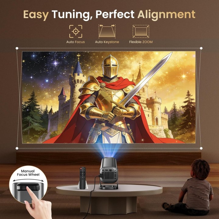 Proyector portátil 4K y Full HD 1080p con WiFi 6, Bluetooth 5.4, Android 12 y autoenfoque