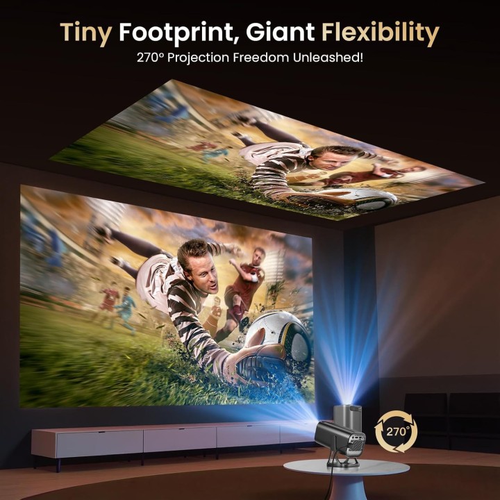 Proyector portátil 4K y Full HD 1080p con WiFi 6, Bluetooth 5.4, Android 12 y autoenfoque