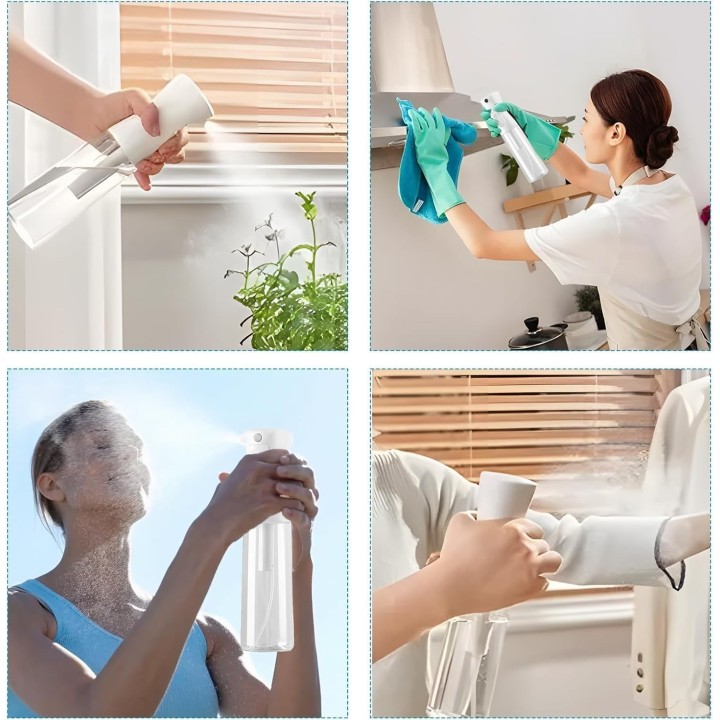 Frasco spray vacío 200 ml 2 unidades con pulverización de niebla fina y continua
