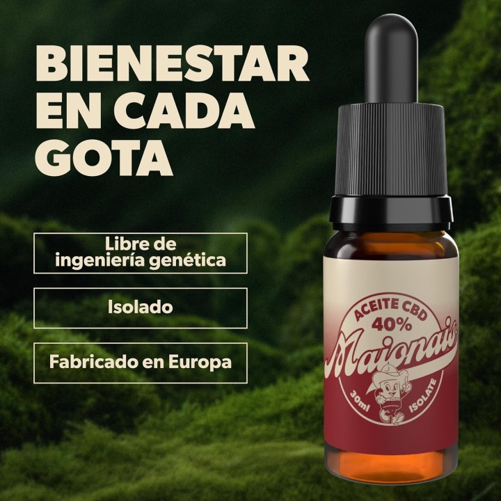 Aceite de cáñamo Isolated 40% 30 ml orgánico, 0% THC, máxima pureza y testado en laboratorio