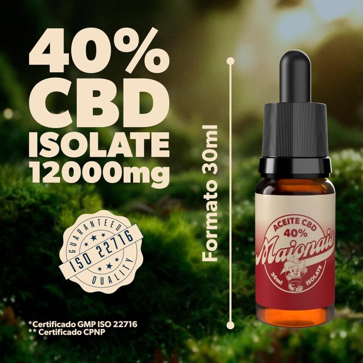 Aceite de cáñamo Isolated 40% 30 ml orgánico, 0% THC, máxima pureza y testado en laboratorio