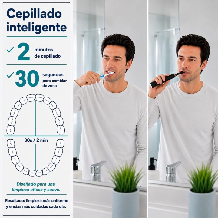 Prudent Cepillo de Dientes Eléctrico Premium con 8 Cabezales, 5 Modos, Estuche y Soporte de Pared