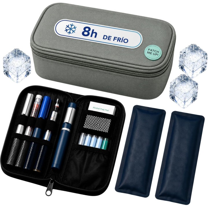 Nevera Portátil para Insulina Patch Me Up con Ice Gel, Estuche Frío de Viaje Verde 2-8°C