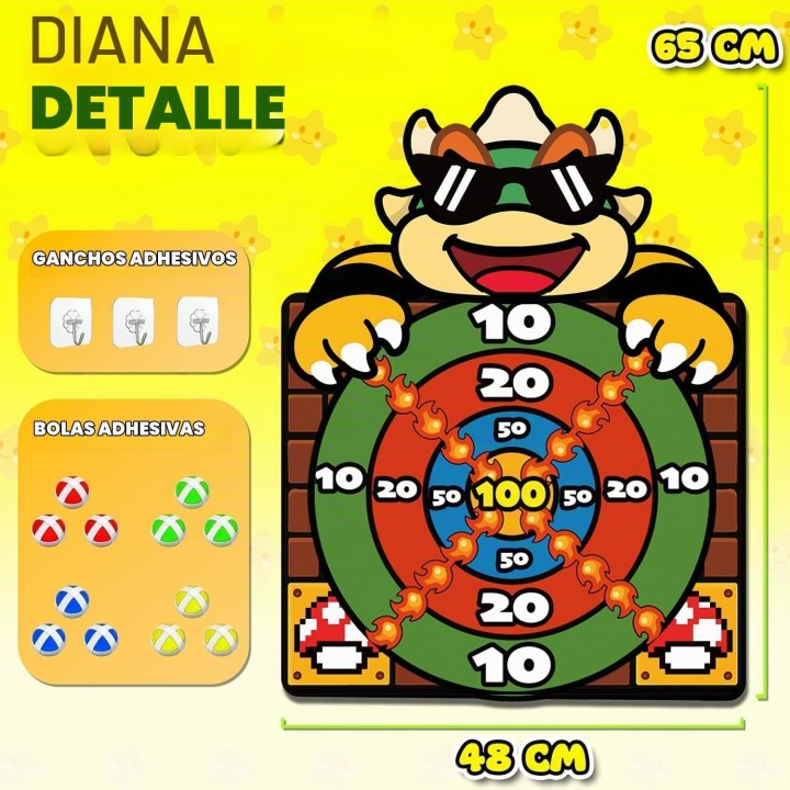 Super Bro Diana Dardos para Niños con 12 Bolas Adhesivas, Juego de Diana Infantil para Interior y Exterior