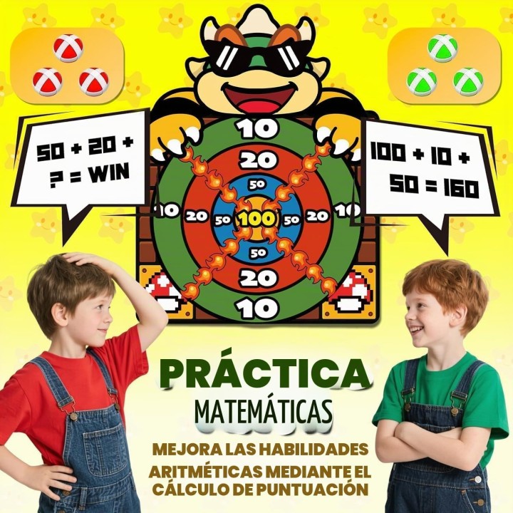 Super Bro Diana Dardos para Niños con 12 Bolas Adhesivas, Juego de Diana Infantil para Interior y Exterior