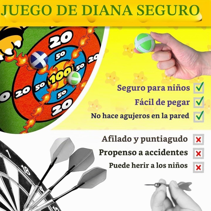 Super Bro Diana Dardos para Niños con 12 Bolas Adhesivas, Juego de Diana Infantil para Interior y Exterior
