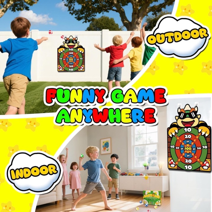 Super Bro Diana Dardos para Niños con 12 Bolas Adhesivas, Juego de Diana Infantil para Interior y Exterior