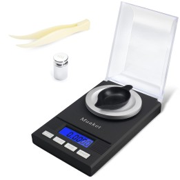 Muaket Báscula digital de precisión 0,001 g/50 g, LCD, 6 unidades, calibración y pilas