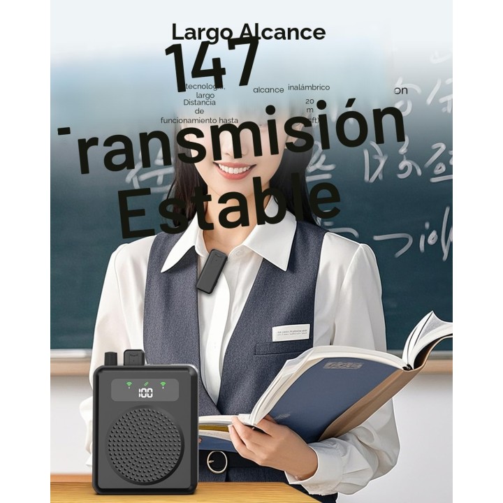R11 Amplificador de Voz Inalámbrico con 2 Micrófonos Lavalier, Bluetooth, Recargable para Profesores