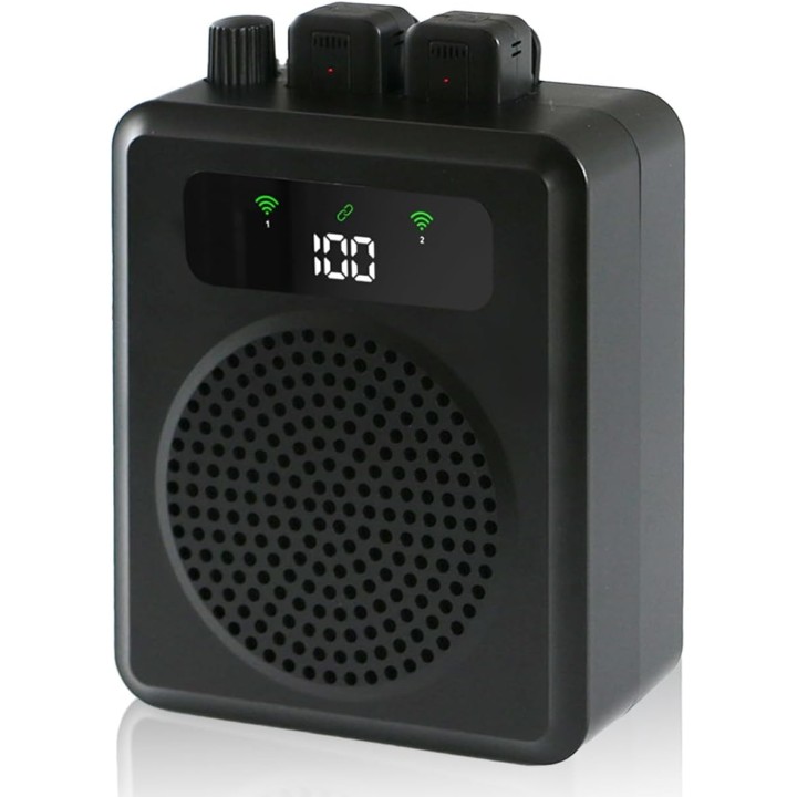R11 Amplificador de Voz Inalámbrico con 2 Micrófonos Lavalier, Bluetooth, Recargable para Profesores