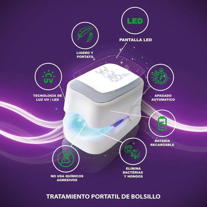 Onlynds Dispositivo Láser Antihongos Uñas Pies 460nm + Aceite Jengibre + Parches + Lima