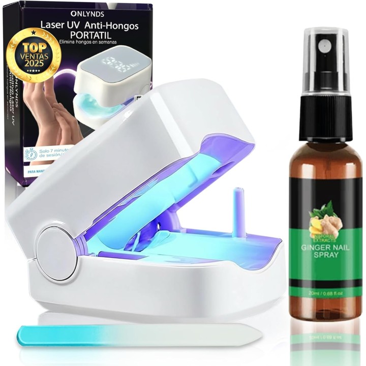Onlynds Dispositivo Láser Antihongos Uñas Pies 460nm + Aceite Jengibre + Parches + Lima