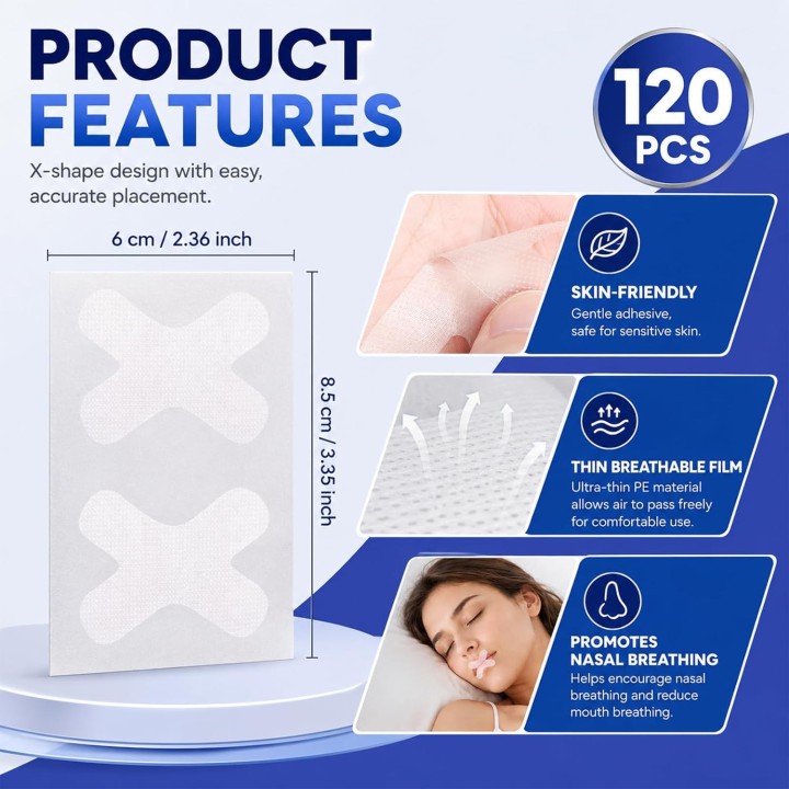 Home Harbor Tiras Bucales para Dormir X120 Cinta Antironquidos Respiracion Nasal Comoda