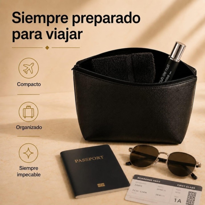 Neceser Hombre Viaje Negro con Toalla de Algodón y Perfume de 35 ml, Compacto