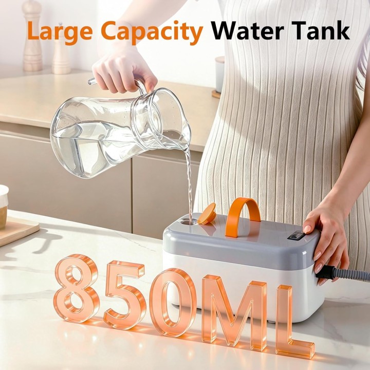 Vaporeta limpieza hogar 1200W, limpiador de vapor portátil 4,5 bares, depósito 850 ml y 120 °C