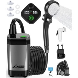 Wadeo Ducha portátil  6000 mAh con bomba, pantalla de temperatura y bolsa