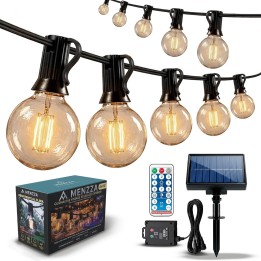 Menzza Luces solares Led 10,45 m, 12 bombillas, IP44, mando, 8 modos, luz cálida