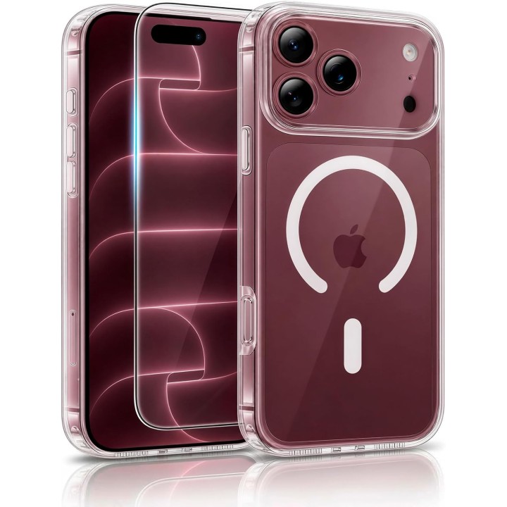 Ryvson Pack funda magnética transparente + cristal templado  para iPhone 18 Pro